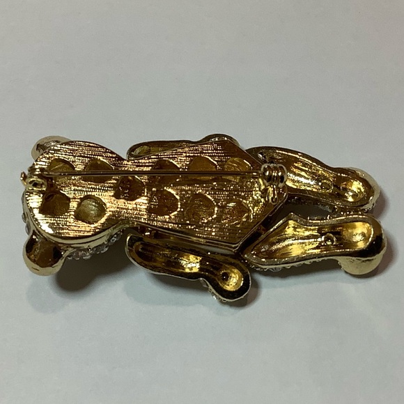 Gold-Tone Crystal Bear Apple Brooch - Picture 4 of 10